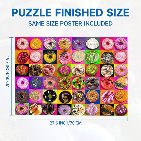 Jigsaw Puzzles 1000 Pieces for Adults - Donuts, Perfectly Fitting Pieces for Families
