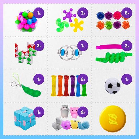Pack 50 8-12, Fidget Poppers Pcs Fidget Toys, Party Favors for Kids Stocking Stuffers, Bulk Sensory Toys for Classroom