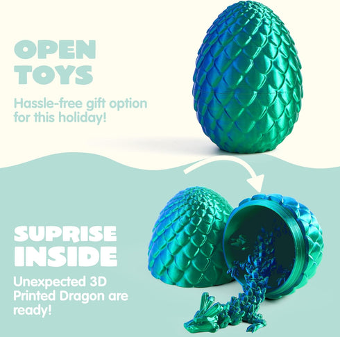 8Pcs 3D JOYIN Printed Dragon Eggs with Laster Color Dragon, Articulated Magic Toys, Easter Basket Stuffers for Kids