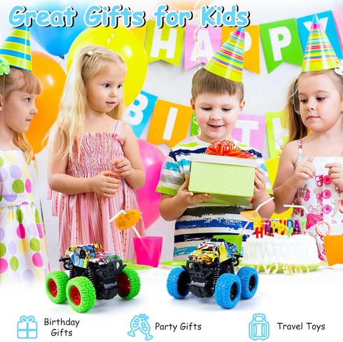 M SANMERSEN 2 Pack Monster Truck Toys, 360° Rotating for Boys and Girls Ages 3-5 - Toddler Car Gifts