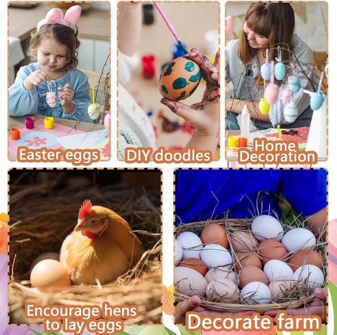 sportsvoutdoors 12pcs 2-Color Set, Wooden Fake Eggs, Wooden Easter Eggs, DIY Kitchen Pretend Game Food Children's