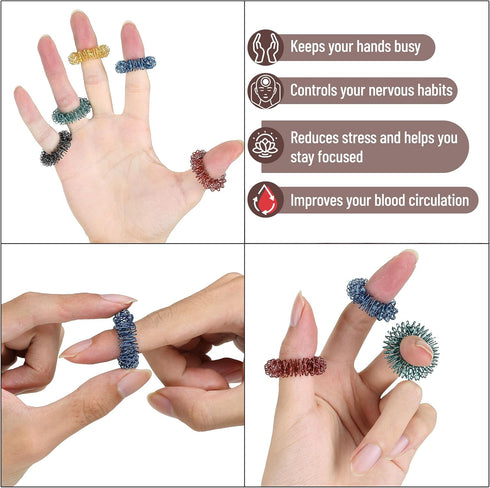 10 Pack, Mr. Pen- Spiky Sensory Rings, Jewel Tones, Stress Relief Fidget Sensory Toys, Fidget Ring for Anxiety