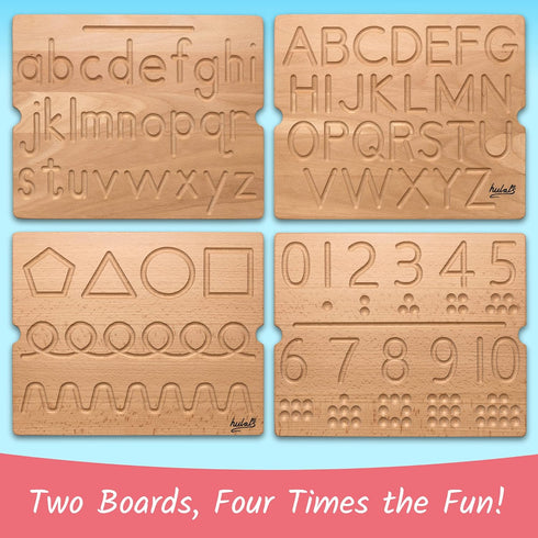 3-5 3 Hulats Learn to Write - Number & Letter Tracing Boards for Kids Ages - Wooden Alphabet Learning Montessori Year