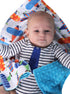 Unisex Baby Reversible Stroller Blanket (Airplane/Turquoise) Minky Dot (Choose Color)