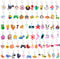 70Pcs Video Game Keychains for Kids Birthday Party, School Party, Dinosaur, Donut, Marine Animal, Mermaid, Rainbow Bulk