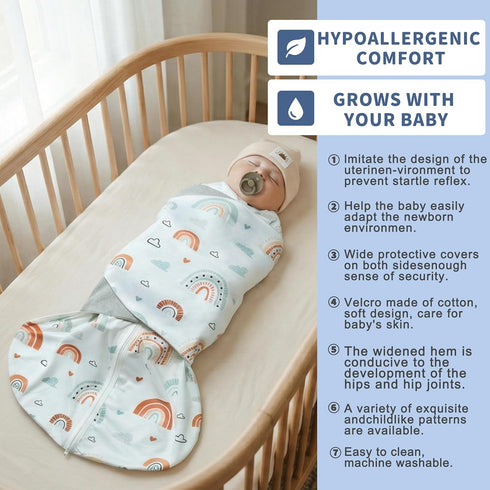 Swaddle,3-Way Blanket,100% 3-6 GUNTAIL Newborn Sleep Sack Baby Adjustable Wearable Rayon Cotton Swaddling sleeping bag