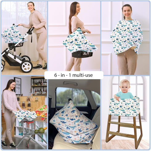 Car Seat Covers for Babies - Multi- use Nursing Carseat Canopy, Breastfeeding Covers, Baby Shower Gifts for Boys