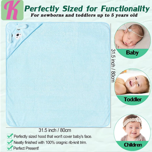 4 Pack 31.5x31.5 kmilro Baby Hooded Towels Unisex Bath Essentials in Coral Fleece Super Soft Absorbent Baby Towels