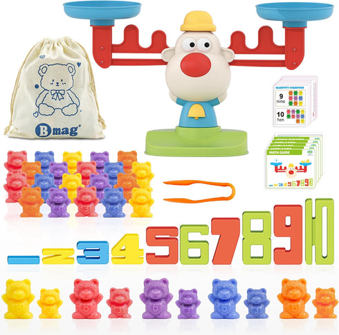 Bmag Balance Math Toys, 3 in 1 Counting, Stacking, and Balancing Game for Kids, STEM Educational Activities