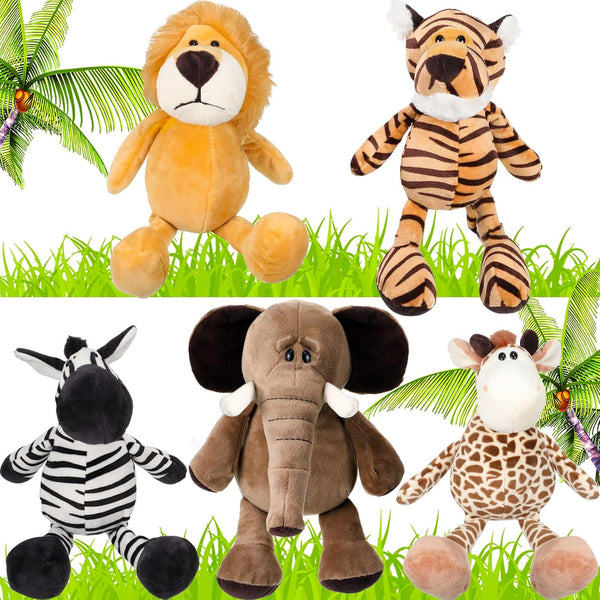 5 Pieces Safari Stuffed Animals Toy Set, 11.8 Inch Wild Animals for Boys, Girls, Adults