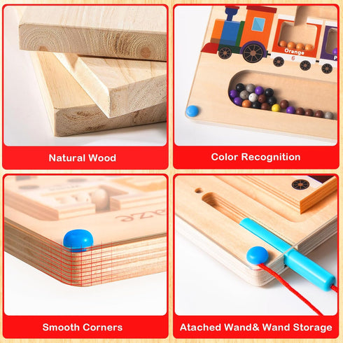 Magnetic Color and Number Maze Board, Montessori Fine Motor Skills Toys for 2 3 Year Old, Preschool Learning Activities