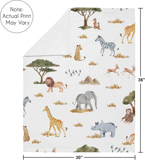 Sweet Jojo Designs Jungle Animals Blanket Receiving Security Swaddle Newborn Toddler Nursery Soft Minky Hunter Green
