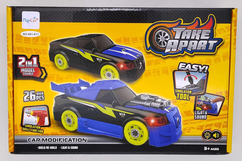 Take Apart Toy Racing Car, 2 in 1 Build Your Own Car, Gift for Children Construction Building Toys