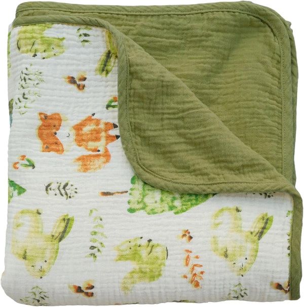 Muslin Baby Blanket 100% Cotton,Large Reversible Receiving Quilt for Boy Girl,Baby Blanket