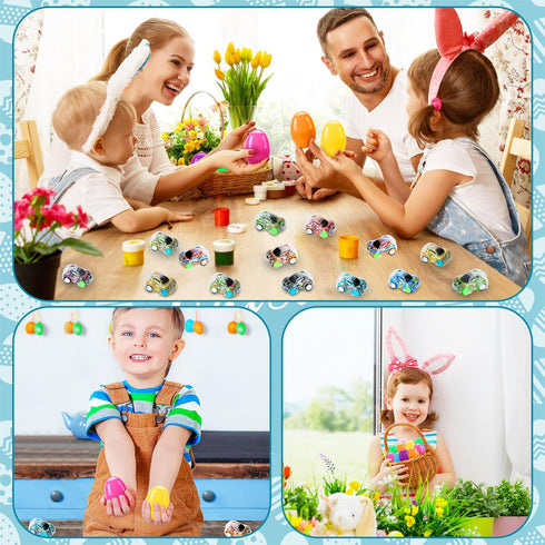 36pcs Easter Pull Back Cars with Easter Eggs, Mini Race Cars for Kids Easter Basket Stuffers and Party Favors