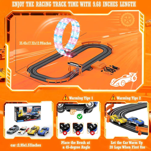 9.86ft 2-in-1 Sets 4 Set Counter,Birthday Boys(S2) Slot Car Track Toy - with Cars,Battery or Electric Car Track