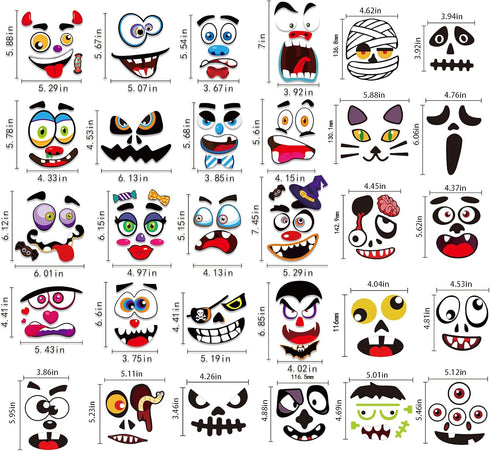 60 Pack Halloween Pumpkin Decorating Stickers, 16 Sheets Cute Pumpkin Face Stickers in 30 Designs for Halloween Craft