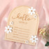 Wooden Hello World for Baby Showers - Newborn Birth Announcement Board,Daisy Wooden Baby Milestone Card,Welcome Baby