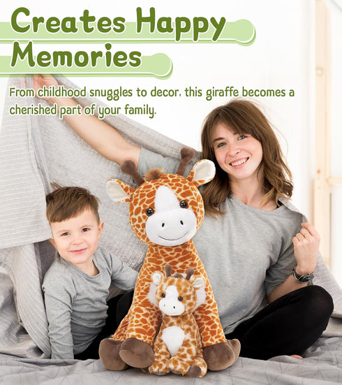 Animal,25.6in Tezituor Giraffe Stuffed Large Giraffe Plush Toy with Baby, Cute Plushies,Giraffe Plush Pillow