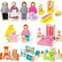 Civaner 52 Pcs Wooden Dollhouse Furniture Set - Miniature Doll House Accessories for 1:12 Scale Dolls