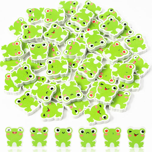 60PCS Mini Frog Eraser Bulk, Assorted Cartoon Frogs Animal Pencil Erasers for Kids, School Carnival Rewards, Gift Bag