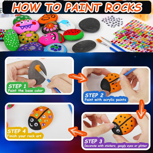 12 6-12, Halobios Rock Painting Kit, Rocks for Painting, Arts and Crafts for Kids Ages Rock Painting Kit for Adults