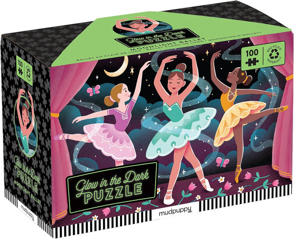 Mudpuppy 100 Piece Glow in The Dark Moonlight Ballet Puzzle, Magical Scene of Swan Lake for Ages 5 and Up