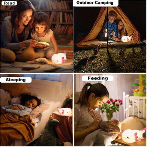 Axolotl Night Light for Kids,Cute Axolotl lamp Gifts Rechargeable light Table Lamp Bedside Lamp,LED Animal Silicone