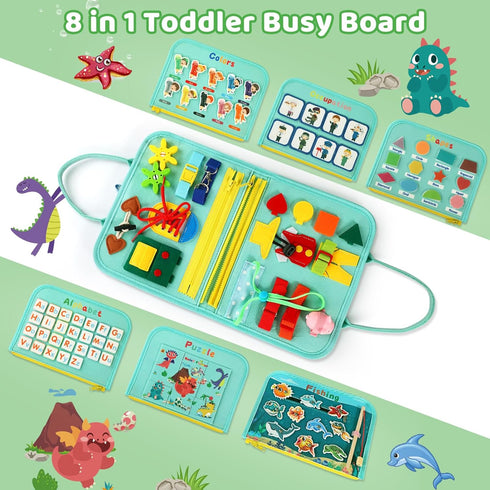 1 1-3 2-4 Toddler Busy Board for Year Old, Montessori Toy Sensory Busy Book for Toddler Fishing Game Life Skill