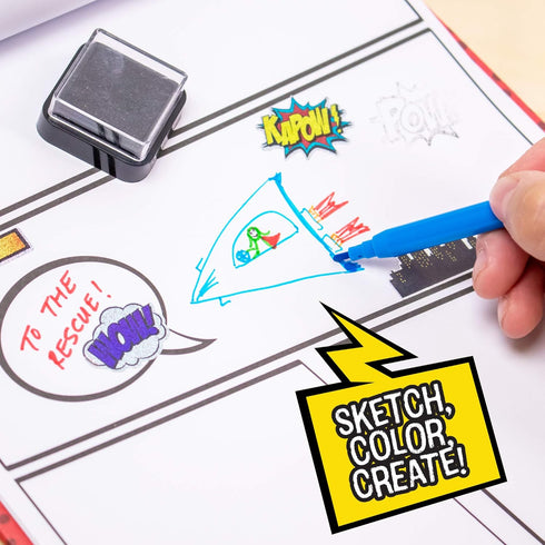 15-Page, 5 Made By Me Make Your Own Comic Book Storytelling Kit for Kids, Hardcover, How-to Draw Instructional Guide