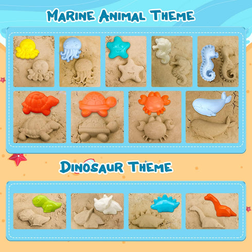 29 Summer TOY Life Pcs Dinosaur Beach Toys Sand Toys Toddlers with Castle Bucket Shovels & Sand Castle Building Kit