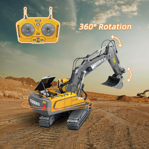 Wdexual 1:20 14 5 6-10 Remote Control Excavator - RC Excavator Toys for Boys, Channel with Sound/Light, RC Digger