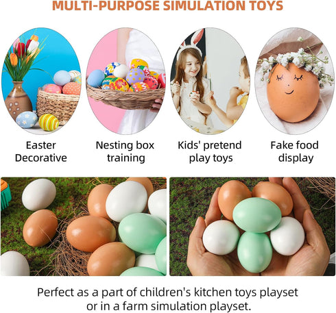 (24 3 (8pcs 8pcs 8pcs CALPALMY Pieces) Hyper-Realistic Wooden Eggs - Colors Wooden Fake Eggs for Easter, Painting