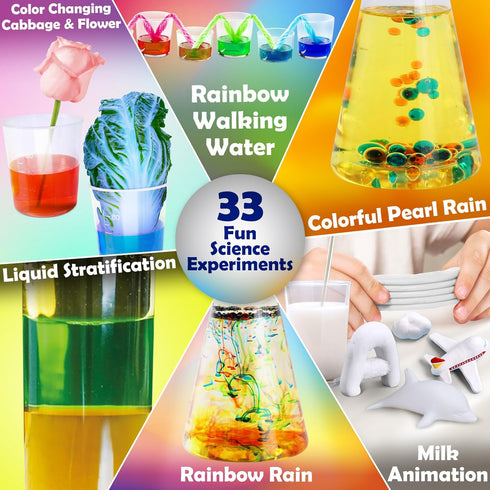 UNGLINGA 33 Experiments Science Kit for Kids, Educational Chemistry Set, Volcano Erupting Project