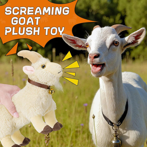 SnugBibble Screaming Goat Plush Toy, Goat Stuffed Animal with Funny Screaming Sound Prank Gift for Kids, Friends