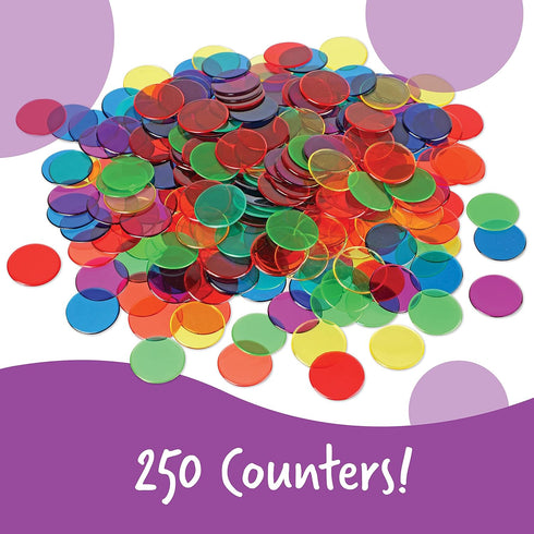 Learning Resources Transparent Color Counting Chips - 250 Pieces, Math Counters for Kids, Ages 5+, Perfect for Bingo