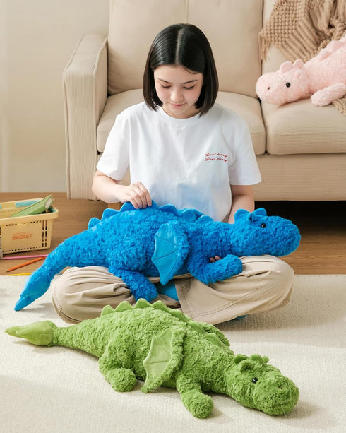 5Lbs 35.4", Weighted Stuffed Animal Heavy Soft Dragon Plush Toy, Pink Weighted Dragon Stuffed Animal for Kids