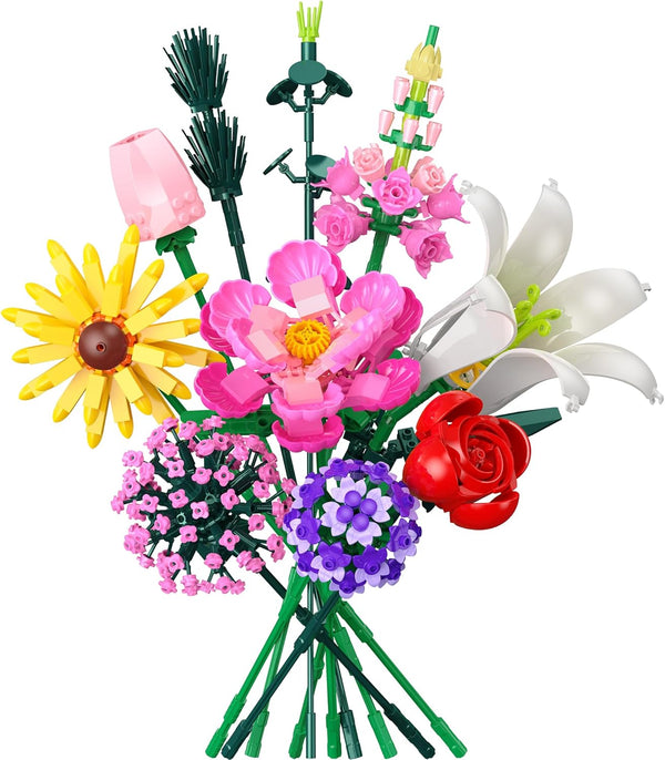 Flowers Bouquet Building Set, Flower Botanical Collection Building Toys, Home & Office