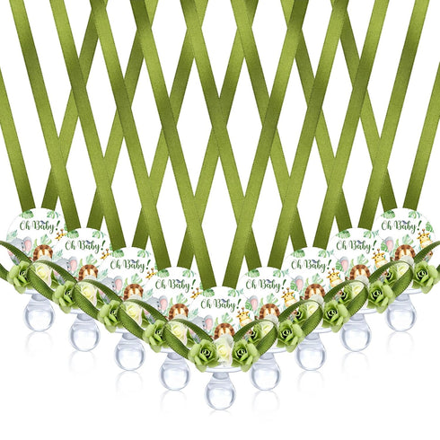 Quelay 60 Pcs Baby Shower Pacifier Necklace, Cute Jungle Animal Acrylic Pacifiers for Decoration Party Favors
