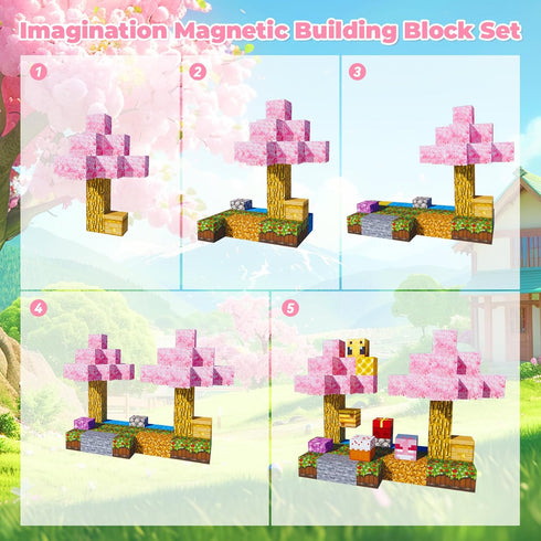 Noroapoo 80pcs 4-8-12,Magnetic 8-12 Magnetic Building Blocks for Kids Ages Building Tiles Constructions Toys,STEM Toys