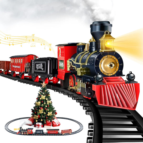 Shemira Christmas Train Set, Train Toys for Boys Girls,Toy Train with Light