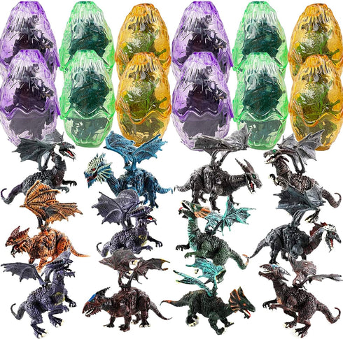 Liberty Imports 12 Pack Deluxe 3D Action Figures Realistic Figurine Puzzles in Jurassic Hatching Eggs for Kids