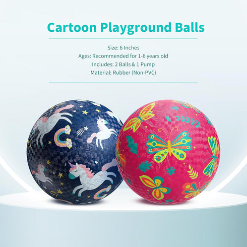 Pack 4 6" Set 1-6, 2 ZOOJOY of Playground Balls, Rubber Bouncy Kickball for Toddlers Ages Indoor & Outdoor Dodgeball