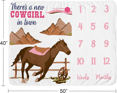 Set Country Sweet Jojo Designs Western Cowgirl Girl Baby Milestone Blanket Newborn Monthly First Year Photo Growth
