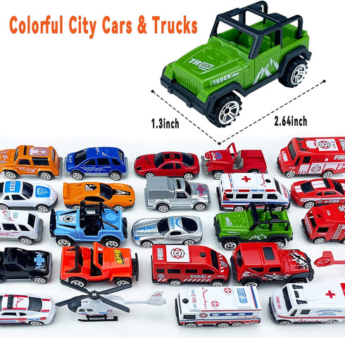 Push Cars | Mini Cars | 24 Pack Toy Cars for Toddlers 1-3 Year Old Boys and Girls, Small Vehicles Play Set