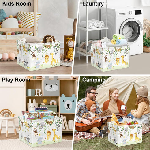 Clastyle Vine Woodland Animal Baby Basket, Toddler Gift Toy Chest Box, Nursery Room Decor Organizer