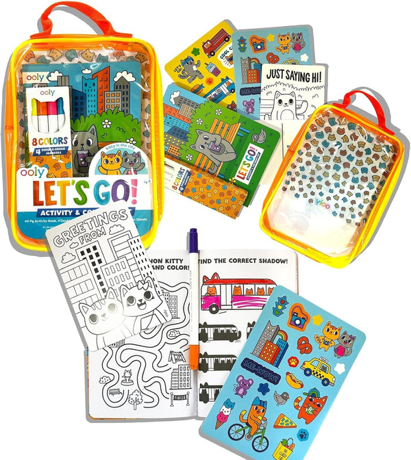 Ooly Let's Go Activity & Coloring Book Kit Complete with Markers, Stickers,