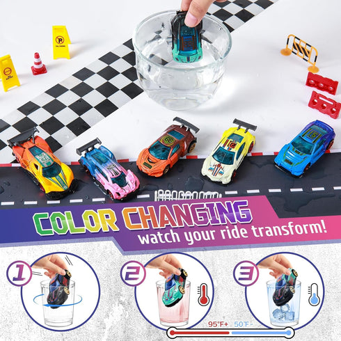 MACALOCA 1-3 4-8 Color Changing Cars Toys Bath Toysva for Ages Easter Basket Stuffers for Kids Grandkids Boys Birthday