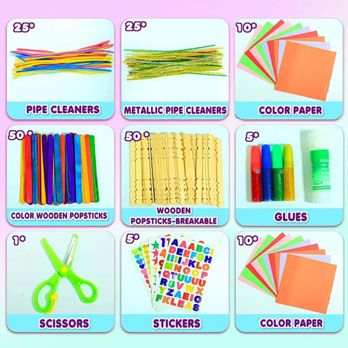 YITOHOP -1000+ 4+ Arts and Crafts Supplies for Kids pcs Art Craft kit in Carrying Travel Box for Toddlers Ages DIY