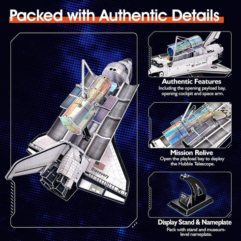 NASA Space Shuttle Discovery 3D Puzzles for Kids and Adults, Rocket Ship Building Toys for Ages 5-14, 126 Pieces